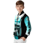 personalized miami dolphins mesh effect aqua black bomber jacket best selling