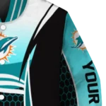 personalized miami dolphins mesh effect aqua black varsity jacket best selling
