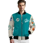 personalized miami dolphins razorback outline aqua nude bomber jacket best selling
