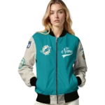personalized miami dolphins razorback outline aqua nude bomber jacket best selling