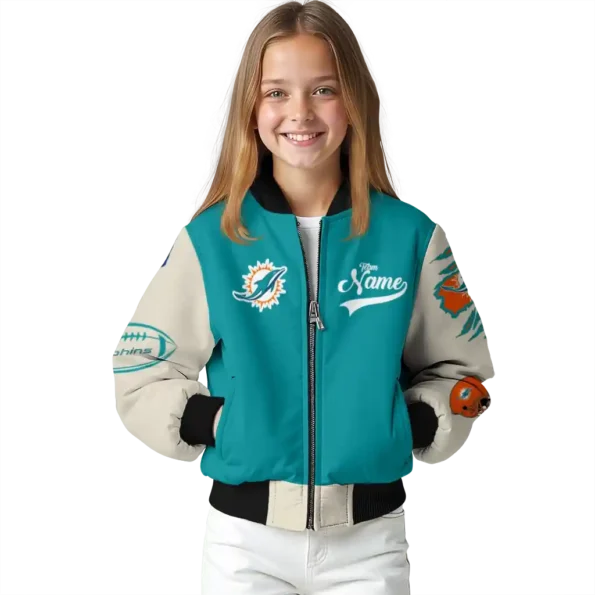 personalized miami dolphins razorback outline aqua nude bomber jacket top rated