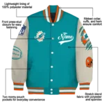 personalized miami dolphins razorback outline aqua nude varsity jacket best selling