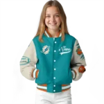 personalized miami dolphins razorback outline aqua nude varsity jacket best selling