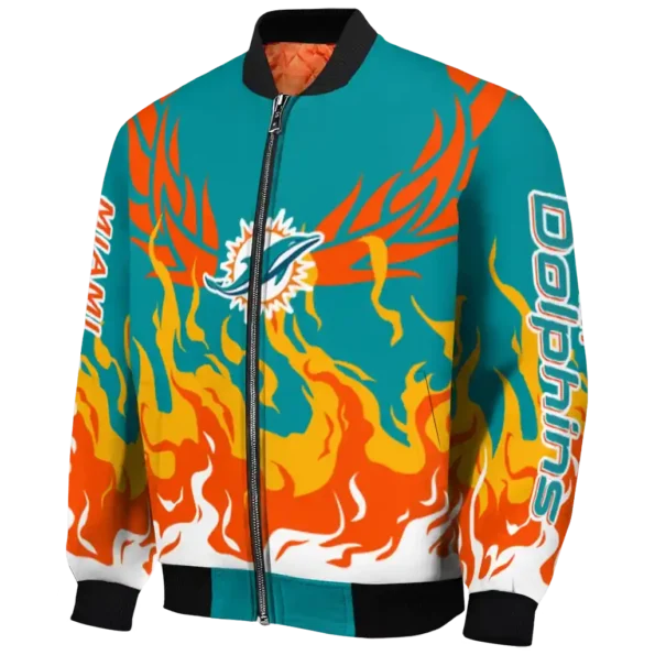 personalized miami dolphins winged blaze aqua white bomber jacket best selling