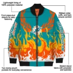 personalized miami dolphins winged blaze aqua white bomber jacket best selling