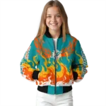 personalized miami dolphins winged blaze aqua white bomber jacket best selling