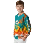 personalized miami dolphins winged blaze aqua white varsity jacket best selling