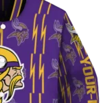 personalized minnesota vikings bolt stripe purple varsity jacket best selling