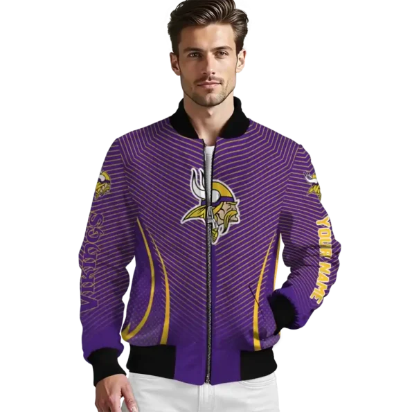 personalized minnesota vikings chevron arrow purple bomber jacket high quality