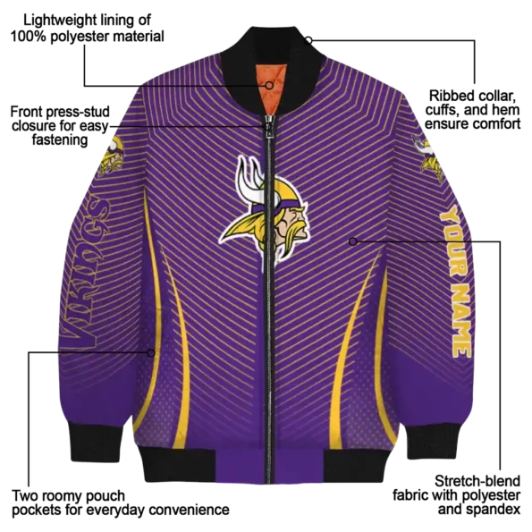 personalized minnesota vikings chevron arrow purple bomber jacket new arrival