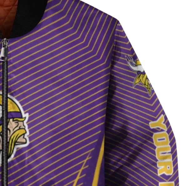 personalized minnesota vikings chevron arrow purple bomber jacket premium grade