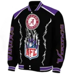 personalized minnesota vikings claw blood purple black varsity jacket best selling