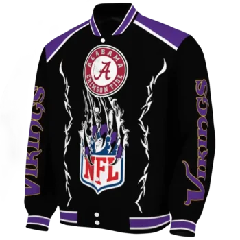 personalized minnesota vikings claw blood purple black varsity jacket best selling