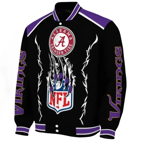 personalized minnesota vikings claw blood purple black varsity jacket best selling