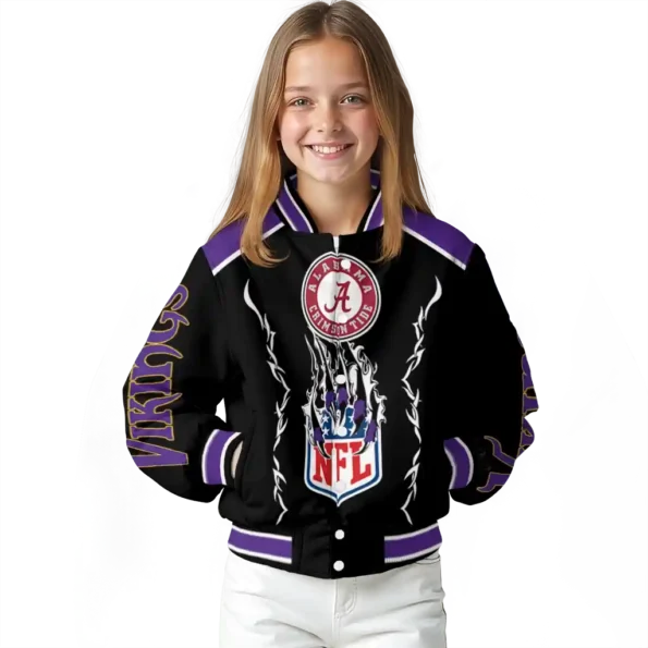 personalized minnesota vikings claw blood purple black varsity jacket top rated