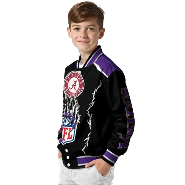 personalized minnesota vikings claw blood purple black varsity jacket trendy