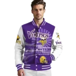 personalized minnesota vikings ferris arena purple white varsity jacket best selling