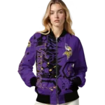 personalized minnesota vikings hexagon cluster purple black bomber jacket best selling