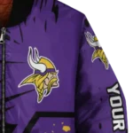 personalized minnesota vikings hexagon cluster purple black bomber jacket best selling