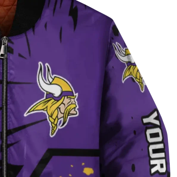 personalized minnesota vikings hexagon cluster purple black bomber jacket premium grade