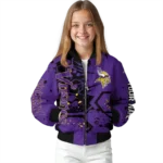 personalized minnesota vikings hexagon cluster purple black bomber jacket best selling
