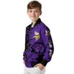 personalized minnesota vikings hexagon cluster purple black bomber jacket best selling