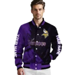 personalized minnesota vikings hexagon mesh purple black varsity jacket best selling
