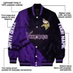 personalized minnesota vikings hexagon mesh purple black varsity jacket best selling