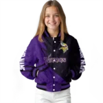 personalized minnesota vikings hexagon mesh purple black varsity jacket best selling