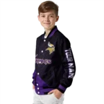 personalized minnesota vikings hexagon mesh purple black varsity jacket best selling