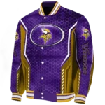 personalized minnesota vikings power plate purple varsity jacket best selling