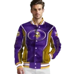 personalized minnesota vikings power plate purple varsity jacket best selling
