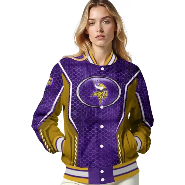 personalized minnesota vikings power plate purple varsity jacket latest model