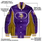 personalized minnesota vikings power plate purple varsity jacket best selling