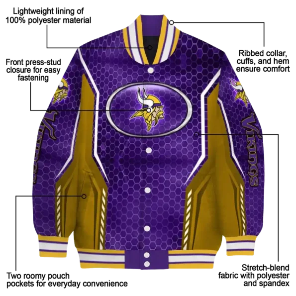 personalized minnesota vikings power plate purple varsity jacket new arrival