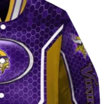 personalized minnesota vikings power plate purple varsity jacket best selling
