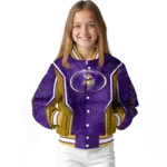 personalized minnesota vikings power plate purple varsity jacket best selling