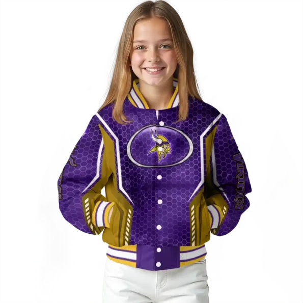 personalized minnesota vikings power plate purple varsity jacket top rated