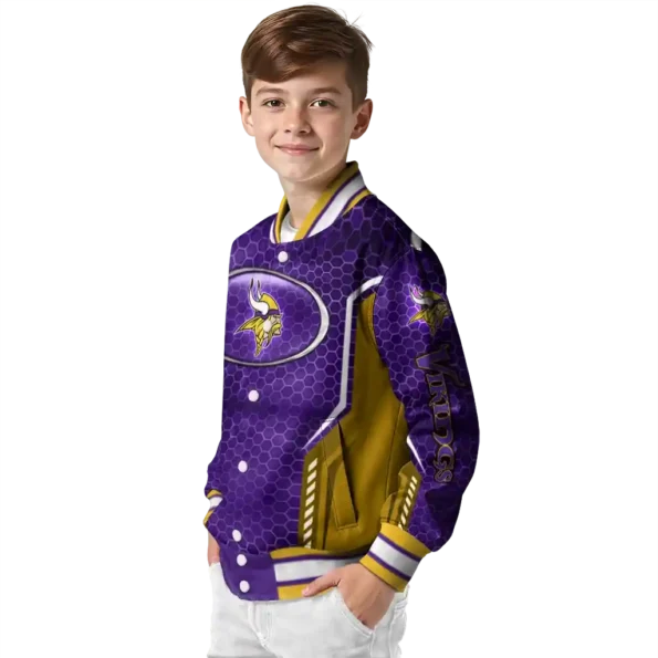 personalized minnesota vikings power plate purple varsity jacket trendy
