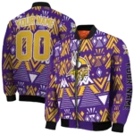 personalized minnesota vikings pyramid shapes purple bomber jacket best selling