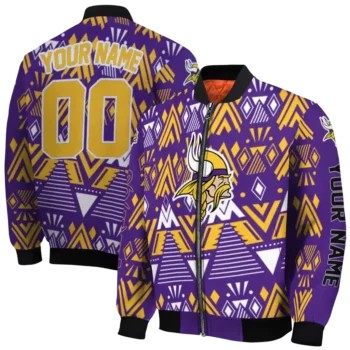 personalized minnesota vikings pyramid shapes purple bomber jacket fashion forward