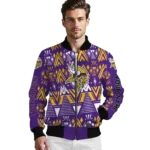personalized minnesota vikings pyramid shapes purple bomber jacket best selling