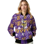 personalized minnesota vikings pyramid shapes purple bomber jacket best selling