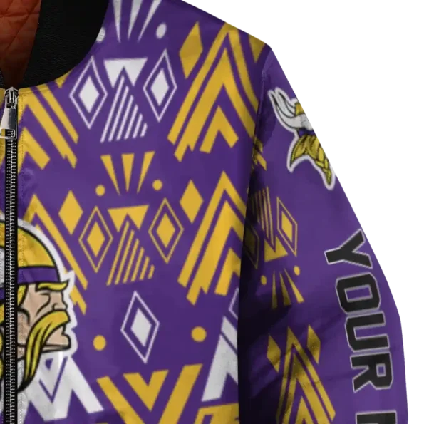 personalized minnesota vikings pyramid shapes purple bomber jacket premium grade