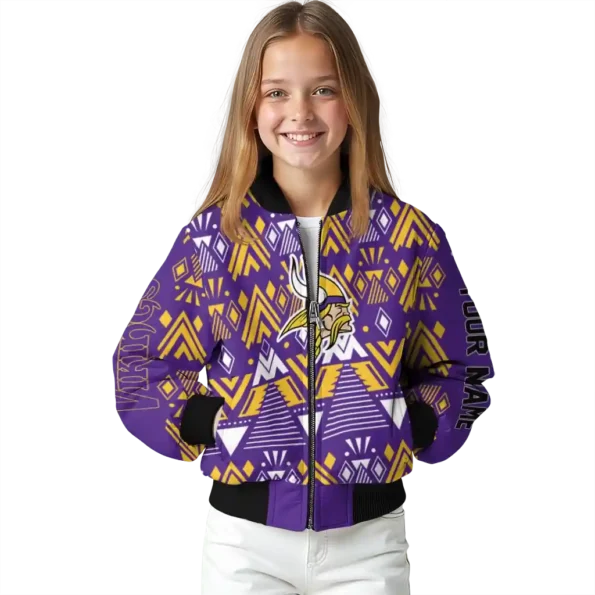 personalized minnesota vikings pyramid shapes purple bomber jacket top rated
