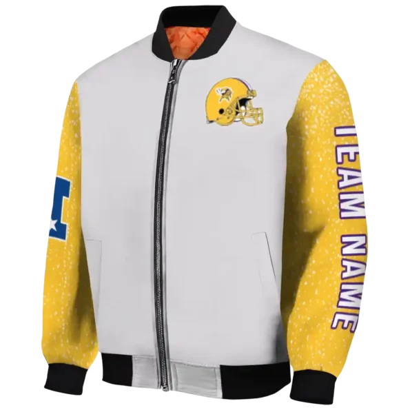 personalized minnesota vikings speckled arms purple gray bomber jacket best selling