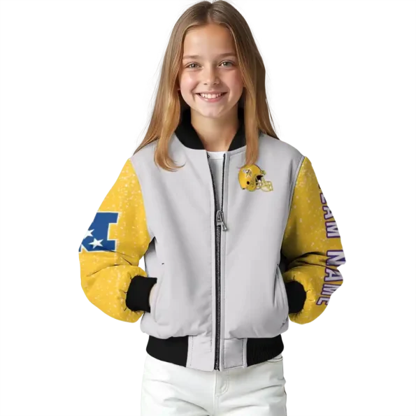 personalized minnesota vikings speckled arms purple gray bomber jacket top rated