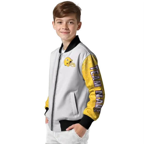 personalized minnesota vikings speckled arms purple gray bomber jacket trendy