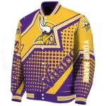 personalized minnesota vikings star burst purple varsity jacket best selling