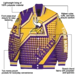 personalized minnesota vikings star burst purple varsity jacket best selling